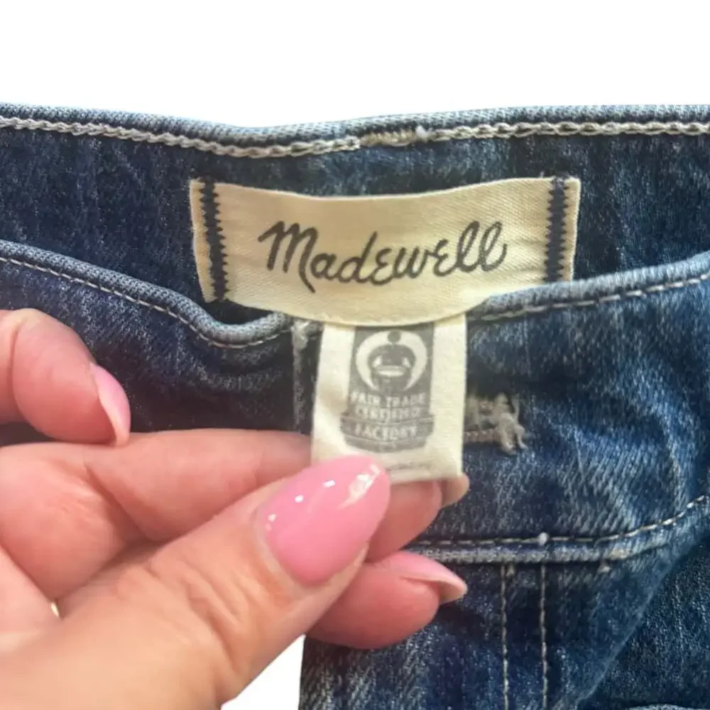 Madewell High-Rise Sailor Short Women 25 XS Blue Denim Patch Pocket Cuffed